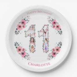 Prato De Papel Grande 11 Birthday Rapariga Fotografia Collage Flo