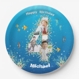 Prato De Papel Grande Colagem De Fotos De Quarto Aniversário Sob 