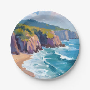 Prato De Papel Grande Sur, Califórnia Aquarela Pintura Oceânica