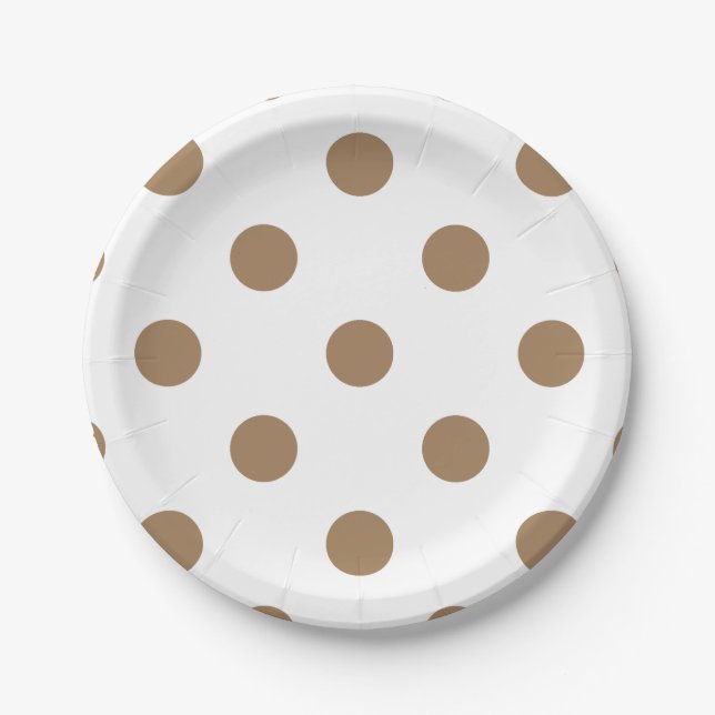Prato De Papel Grandes bolinhas - Brown pálido no branco (Frente)