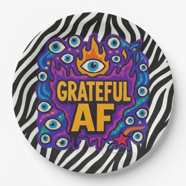 Prato De Papel Grateful AF - Zebra Pattern - (Frente)