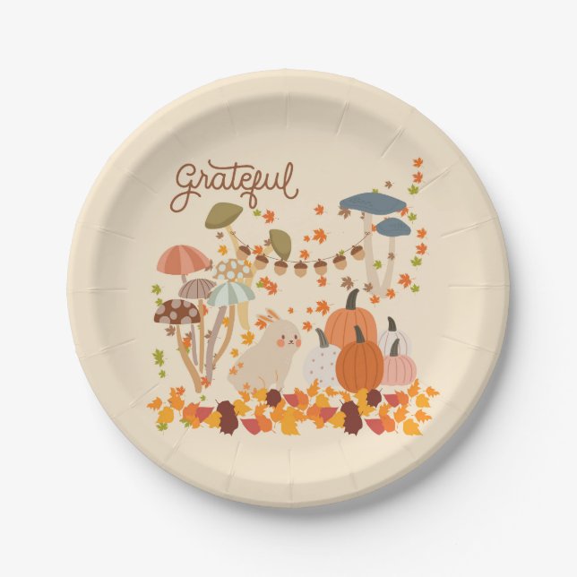 Prato De Papel Grateful Fall Bunny (Frente)
