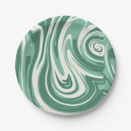 Prato De Papel Green e Cream Marble Swirl