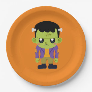 Prato De Papel Green Frankenstein Monster Halloween
