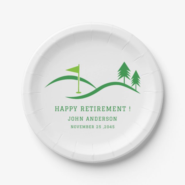 Prato De Papel Green Golf Theme Retirement Party  (Frente)