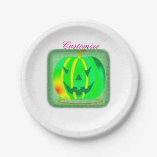 Prato De Papel Green Jack o'lantern Halloween Thunder_Cove