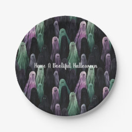 Prato De Papel Green Purple Black Ghosts Bootiful Halloween