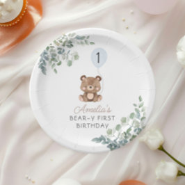 Prato De Papel Greenerescência Urso de Teddy Primeiro Aniversário