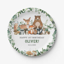 Prato De Papel Greenerescer Woodland Animal Chá de fraldas Aniver