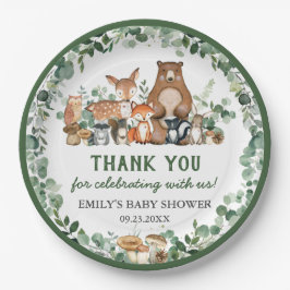 Prato De Papel Greenerescer Woodland Animal Chá de fraldas Aniver
