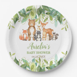 Prato De Papel Greenerescer Woodland Animal Chá de fraldas Aniver