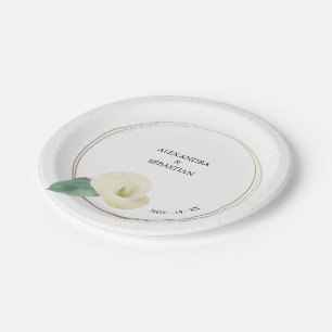 Prato De Papel Greenery Calla Lily - Placa de Casamento