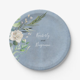 Prato De Papel Greenery e Dusty Blue Wedding