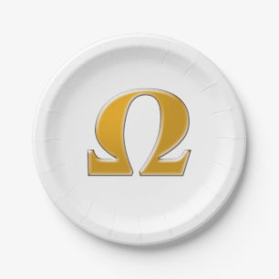Prato De Papel Grego dourado Omega - símbolo da resistência