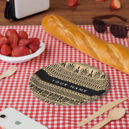 Prato De Papel Grego Fret, Mista Chave Meander, Brown, Seu Nome