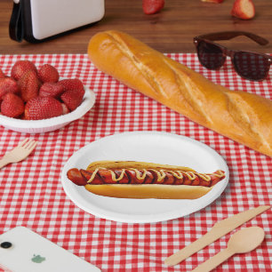Prato De Papel Grelha de carne em fatias da mostarda Hotdog do Sl