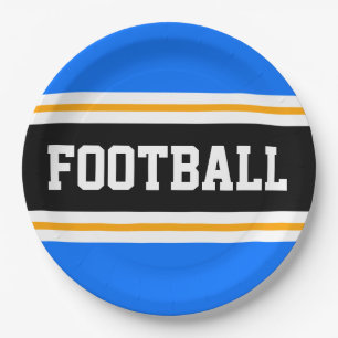 Prato De Papel Grelha de FUTEBOL Azul Preto-Branco Listras Amarel
