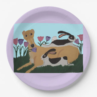 Prato De Papel Greyhound com coelhinhos