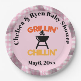 Prato De Papel Grillin&chillin Baby q Gingham baby shower