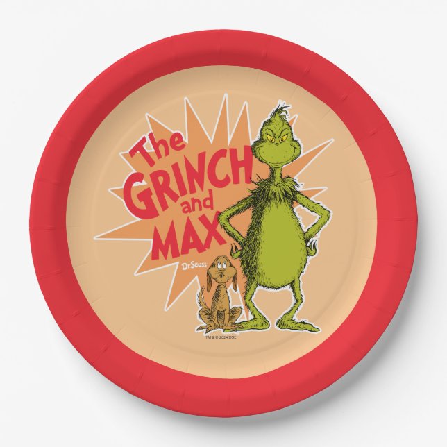 Prato De Papel Grinch | Grinch & Max Starburst (Frente)