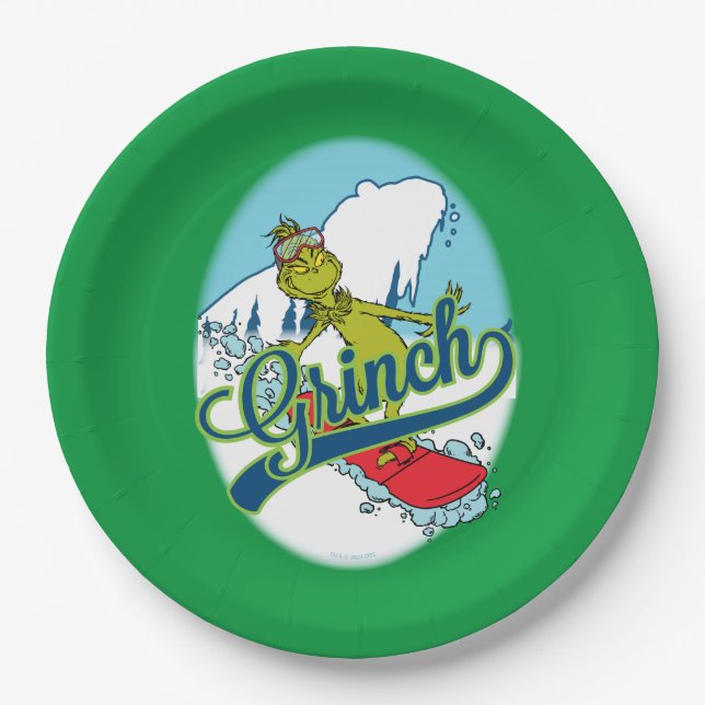 Prato De Papel Grinch Snowboarding (Frente)