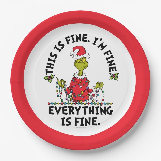 Prato De Papel Grinch | Tudo está bem (Frente)