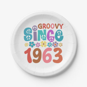 Prato De Papel Groovy desde 1963 60º aniversário