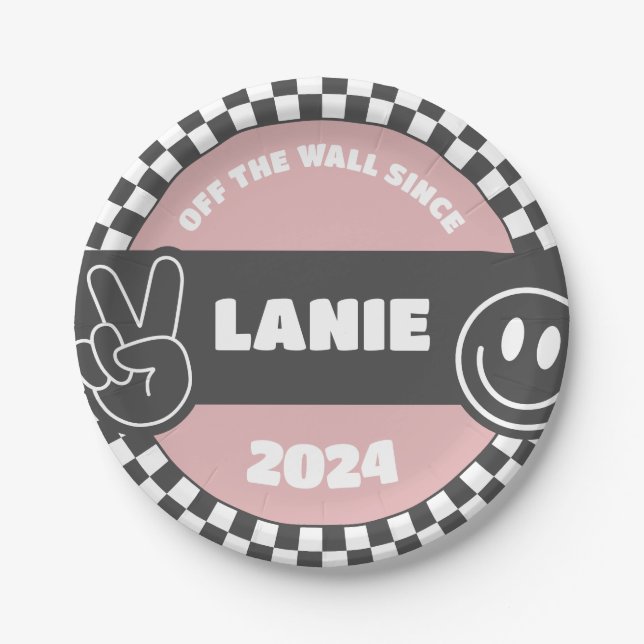 Prato De Papel Groovy Hippie Birthday, skate controlado por menin (Frente)