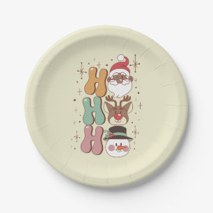 Prato De Papel groovy natal papais noeis pretos renas snowman ho 