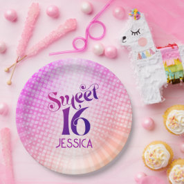 Prato De Papel Groovy Retro Boho, Gradiente Laranja Cor-De-Cor-De