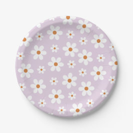 Prato De Papel Groovy Retro Daisy Roxo