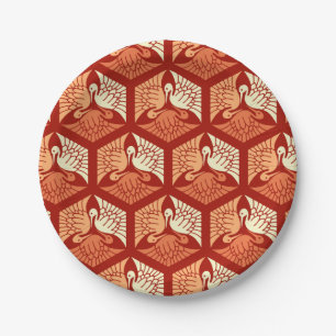 Prato De Papel Gruas japonesas, mandarim e laranja claro