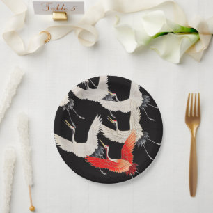 Prato De Papel Gruas voadoras japonesas Kimono Art