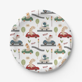 Prato De Papel Grupos Pré-Históricos de Dinossauros Coloridos Con