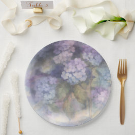 Prato De Papel Guardanapo de Jantar Aquarela Hortênsia Lilás