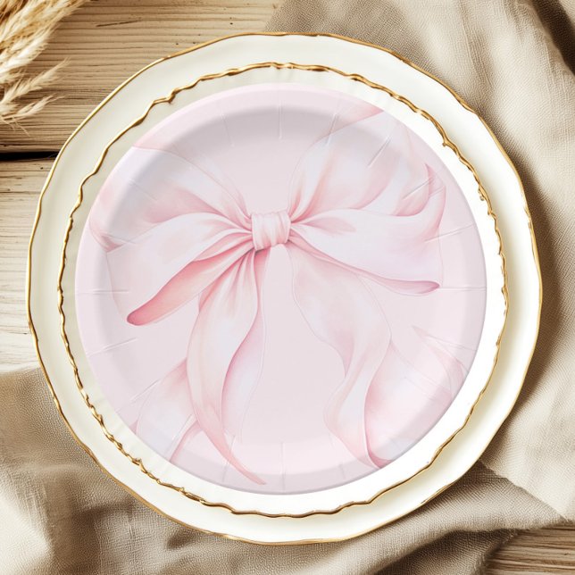 Prato De Papel Guardanapo de papel rosa laço Coquette (Criador carregado)