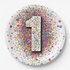 Prato De Papel Guardanapos de Aniversário de 1º Aniversário Confe