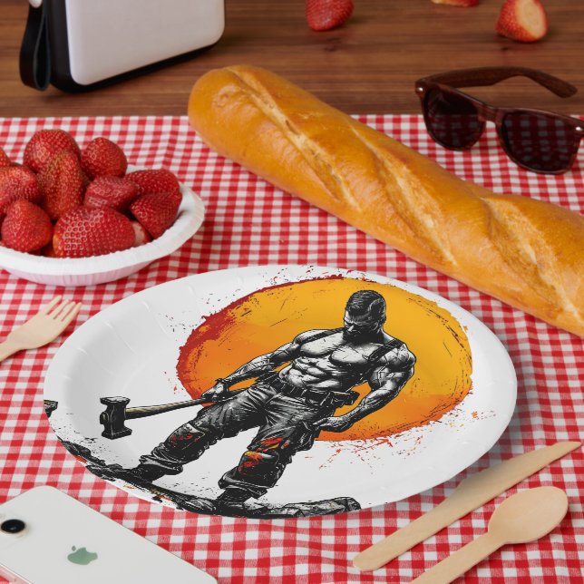 Prato De Papel guerreiro barbárie fantasia medieval força do humm (Piquenique)