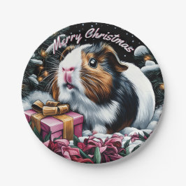 Prato De Papel Guiné Pig Christmas