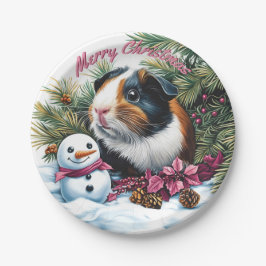 Prato De Papel Guiné Pig e Snowman no Natal