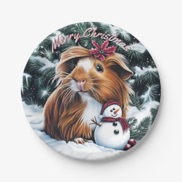 Prato De Papel Guiné Pig e Snowman no Natal