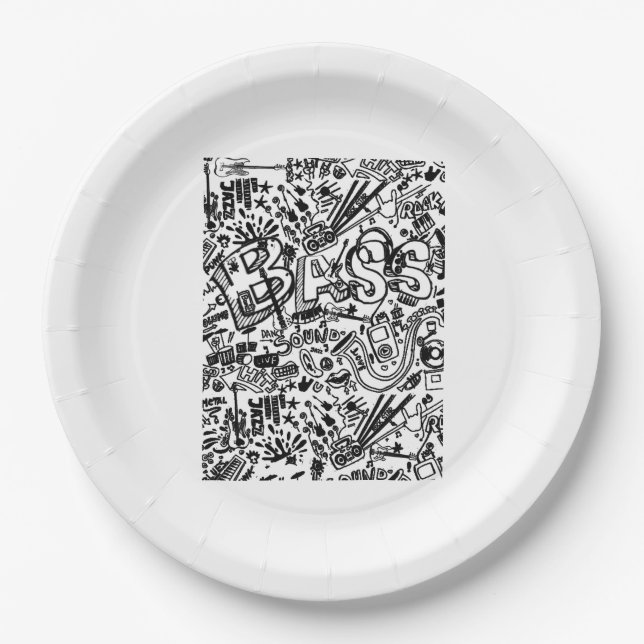 Prato De Papel Guitar Lover | Presente de Padrão de Violão (Frente)