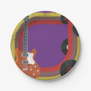 Prato De Papel Guitarra Elétrica e Discos de Vinil Música Vintage