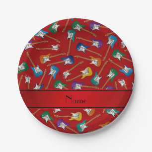 Prato De Papel Guitarras elétricas coloridas vermelhas