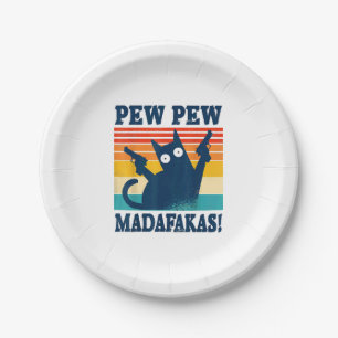 Prato De Papel Gun Gata Louca De Gato Gato Pew Pew Madafakas