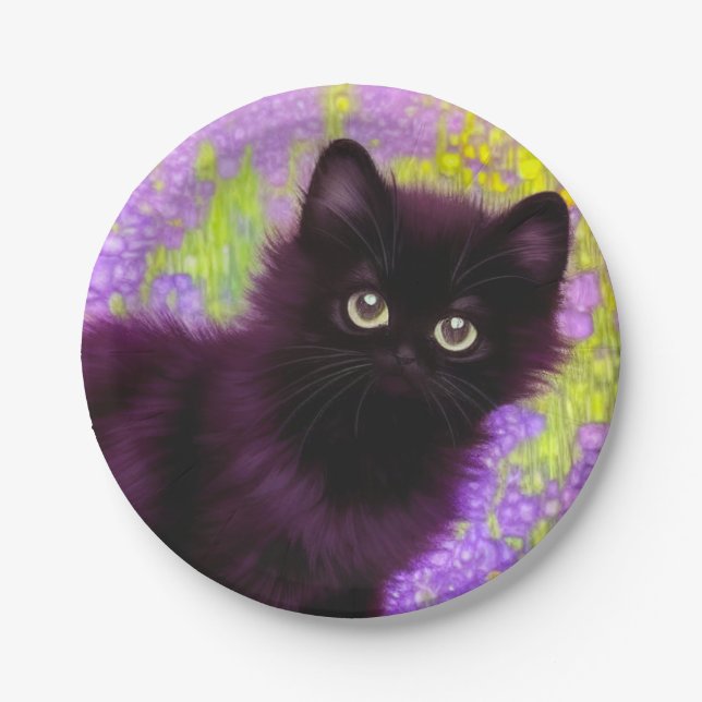 Prato De Papel Gustav Klimt Black Kitten (Frente)