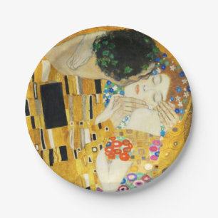Prato De Papel Gustav Klimt O Beijo Vintage Art Nouveau Painting