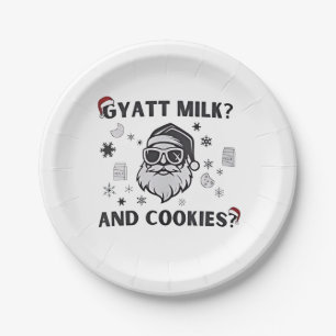 Prato De Papel Gyatt milk e Cookies Papais noeis engraçados Gen A
