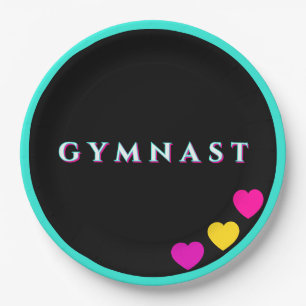 Prato De Papel Gymnast Heart de Gymnast de Texto com Falha