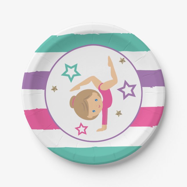Prato De Papel Gymnástica Rapariga Púrpura Púrpura Pia Noite Pap (Frente)